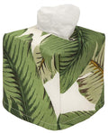 Fabric Tissue Box Cover, Tissue Holder Slipcover, Slips Over Square Cube Cardboard Facial Tissue Boxes -Made with Decorative Tommy Bahama Beach Palms Polyester Fabric, Lined - Decorative Things