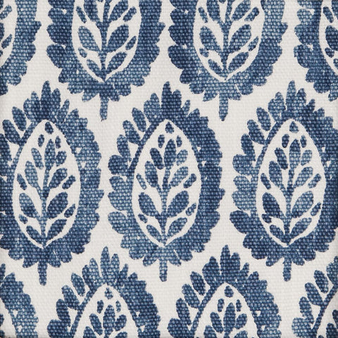 Blue Curtain Valance for Windows, Kitchen Curtain, Living Room, Bathroom, Swag Rod Pocket, Wood Block Print Motif Lined Made in USA, 53x18 Inches - Decorative Things