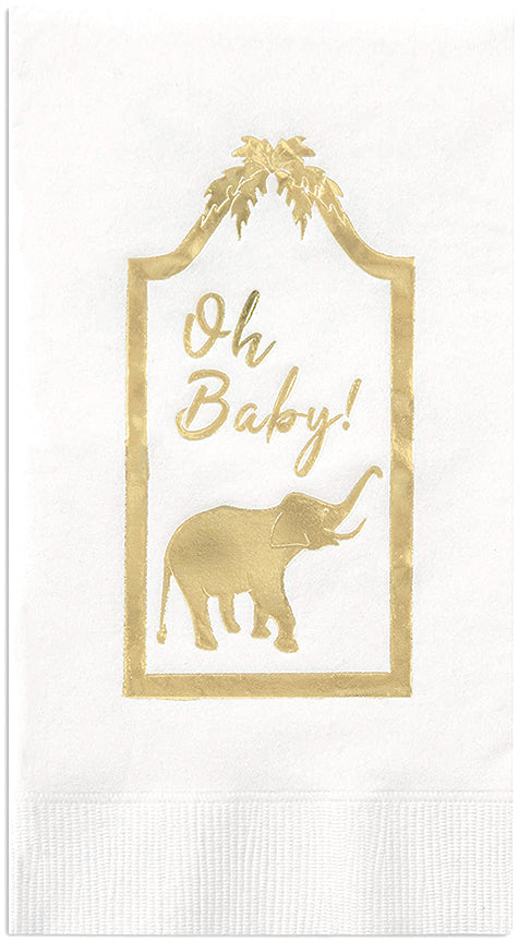 Oh Baby Elephant Baby Shower Decorations Paper Napkins Decorative Hand Towels for Bathroom Guest Towels Disposable 4.5" x 8" PK 16 - Decorative Things