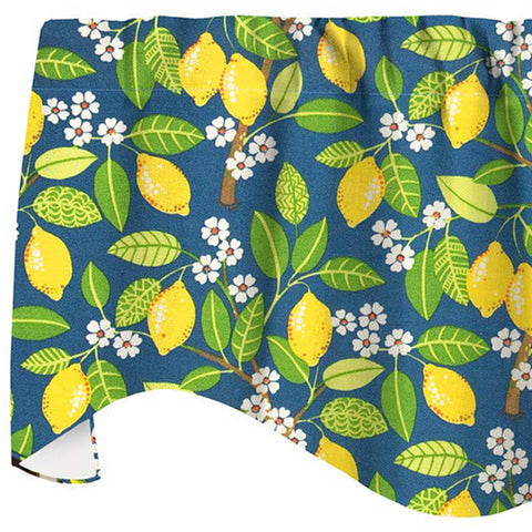 Valances for Windows Kitchen Curtains, Valance Curtains for Kitchen Window Treatments, Swag Short Curtains Lemon Kitchen Decor - Blue and Yellow Curtains Valence 53 Inches x 18 Inches - Decorative Things