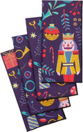 Christmas Napkins 18" x 18" Cloth Dinner, Elegant 100% Cotton Table Decor Linens Blue Nutcracker Ballet Print - Decorative Things
