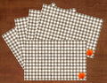 Fall Placemats Pk 25 & Pk 50 Thanksgiving Table Decor Paper Table Mats Brown and White Plaid with Orange Leaf Farmhouse Kitchen, Kids Adults Party Ideas - Decorative Things