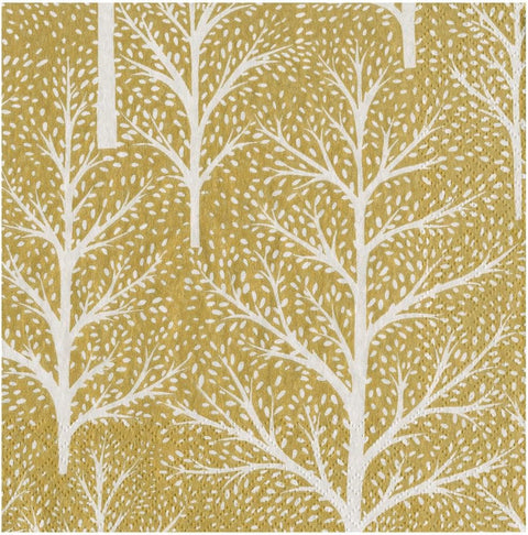 Winter Trees Gold & White Napkin Dinner - 20 Per Package - 2 Units - Decorative Things