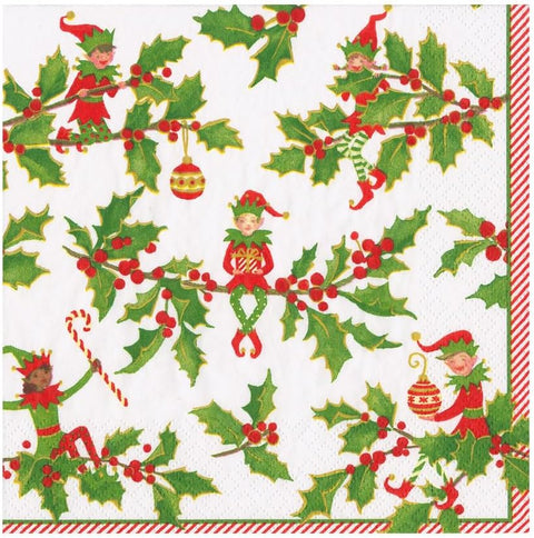Jingle Elves Luncheon Napkins - 20 Per Package - 2 Units - Decorative Things