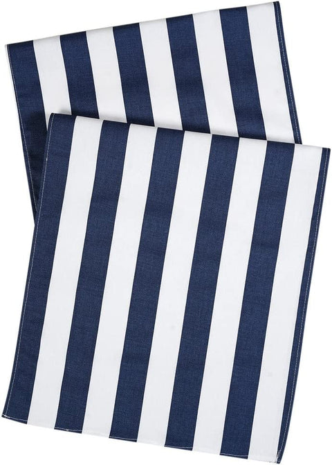 90 Inch Table Runner Indoor Outdoor Patio Table Linens Buffet Table Covers Dining Room Table Decorations Beach Party Navy Blue Striped - Decorative Things