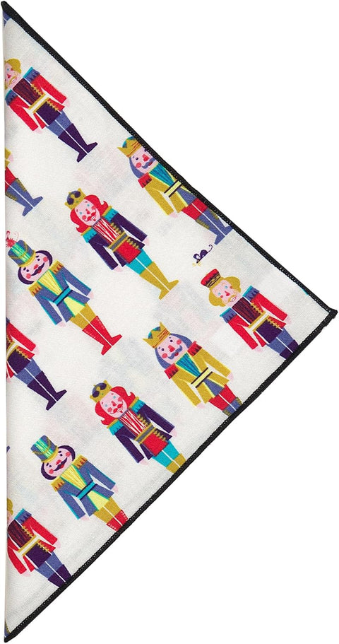 Christmas Napkins 18" x 18" Cloth Dinner, Elegant 100% Cotton Table Decor Linens White Nutcracker Print - Decorative Things