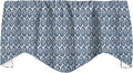 Blue Curtain Valance for Windows, Kitchen Curtain, Living Room, Bathroom, Swag Rod Pocket, Wood Block Print Motif Lined Made in USA, 53x18 Inches - Decorative Things