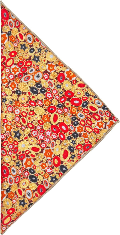 Cloth Napkins for Christmas Table Decor Setting, Thanksgiving, Chinese New Year Decorations, Red and Gold Gustav Klimt Print, 100% Cotton 18" - Decorative Things