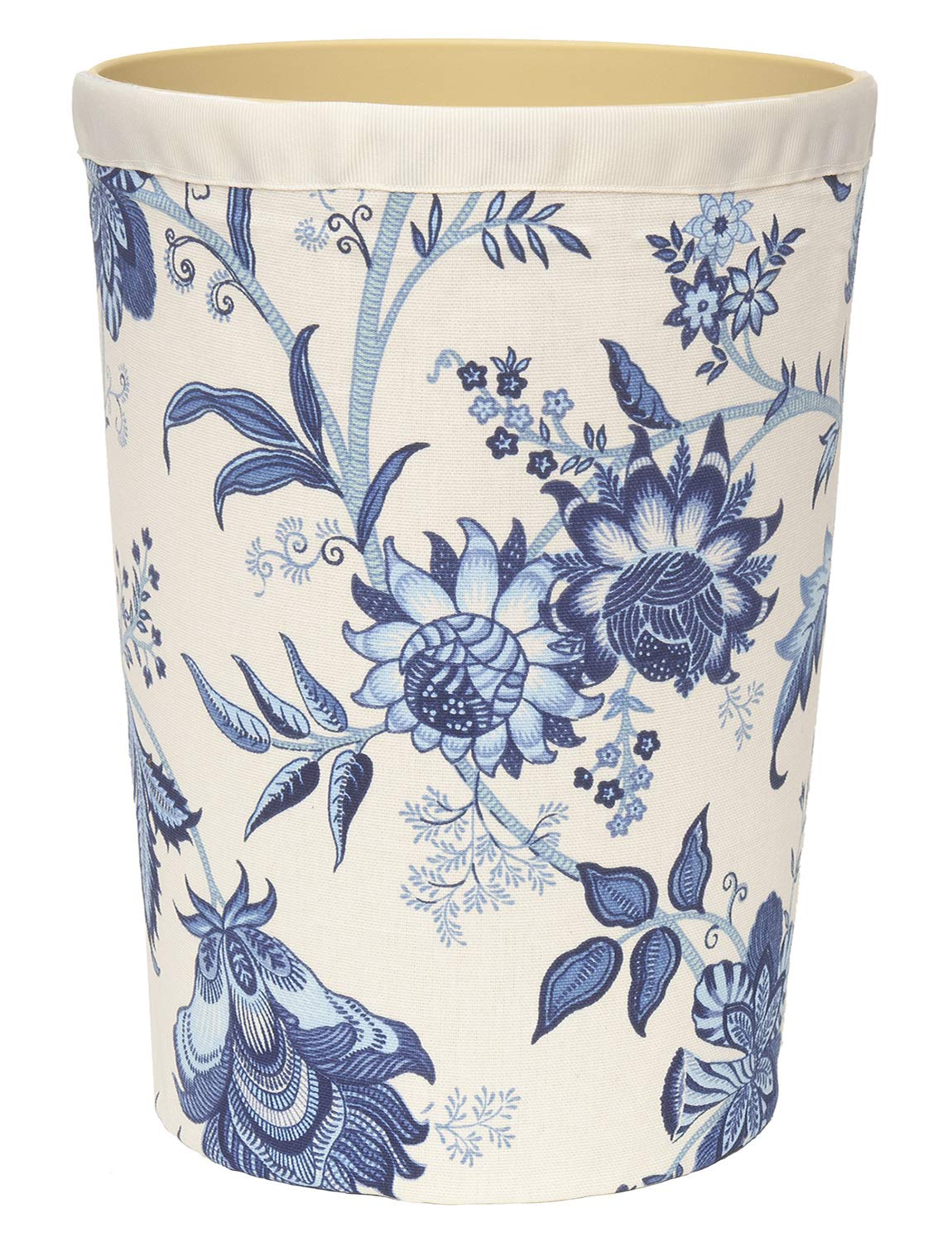 Small Bathroom Trash Can With Removable Floral Cover – 11.75" Waterproof Plastic Wastebasket
