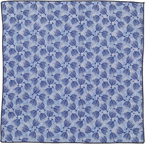 Cloth Napkins, Happy Hanukkah Decor with Menorah, Jewish Stars, Judaica Party Table Decor Ideas 100% Cotton Linen Napkins, Blue Table Linens 18" - Decorative Things