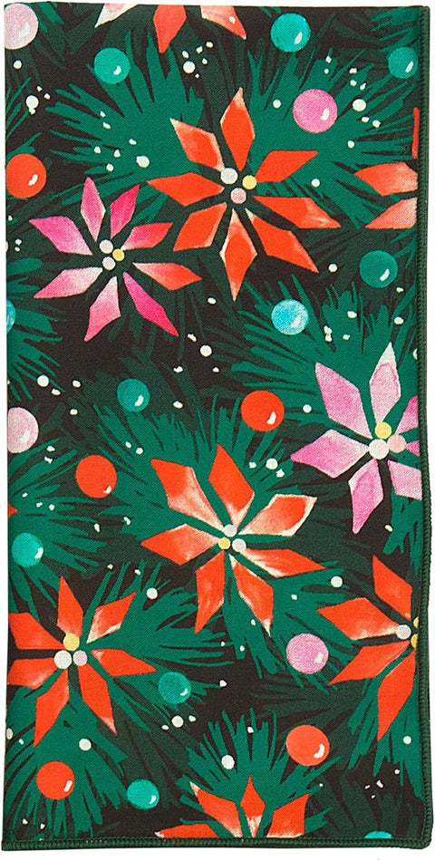 Christmas Napkins 18" x 18" Cloth Dinner, Elegant 100% Cotton Table Decor Linens Red and Green Tree Print - Decorative Things