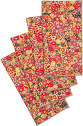 Cloth Napkins for Christmas Table Decor Setting, Thanksgiving, Chinese New Year Decorations, Red and Gold Gustav Klimt Print, 100% Cotton 18" - Decorative Things