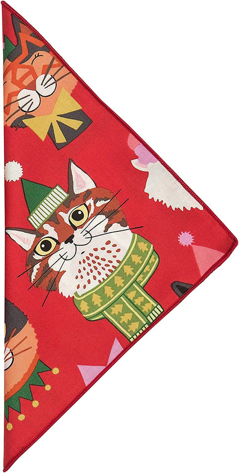 Christmas Napkins 18" x 18" Cloth Dinner Napkins, 100% Cotton Linen Napkins, Red Cloth Napkins Set of 4, Christmas Table Decor, Crazy Cat Lady Gifts for Cat Lovers, Cat Christmas Decorations - Decorative Things