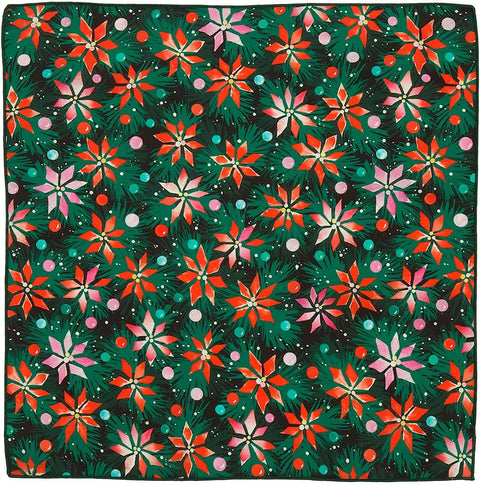 Christmas Napkins 18" x 18" Cloth Dinner, Elegant 100% Cotton Table Decor Linens Red and Green Tree Print - Decorative Things