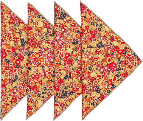 Cloth Napkins for Christmas Table Decor Setting, Thanksgiving, Chinese New Year Decorations, Red and Gold Gustav Klimt Print, 100% Cotton 18" - Decorative Things
