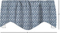 Blue Curtain Valance for Windows, Kitchen Curtain, Living Room, Bathroom, Swag Rod Pocket, Wood Block Print Motif Lined Made in USA, 53x18 Inches - Decorative Things