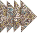 Cloth Napkins Dinner Napkins Linen Napkins 100% Cotton 18" x 18" Teal and Brown Paisley Fabric - Decorative Things