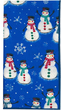 Christmas Napkins 18" x 18" Cloth Dinner, Elegant 100% Cotton Table Decor Linens Blue and White Snowman Print - Decorative Things