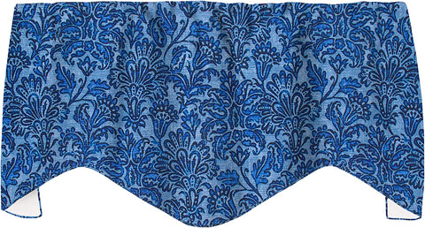 Decorative Things Valances for Kitchen Curtains, Living Room Curtains, Window Treatments Made in USA with Tommy Bahama Fabric, Swag Blue Curtains Batik 53" x 18" - Decorative Things