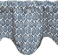 Blue Curtain Valance for Windows, Kitchen Curtain, Living Room, Bathroom, Swag Rod Pocket, Wood Block Print Motif Lined Made in USA, 53x18 Inches - Decorative Things