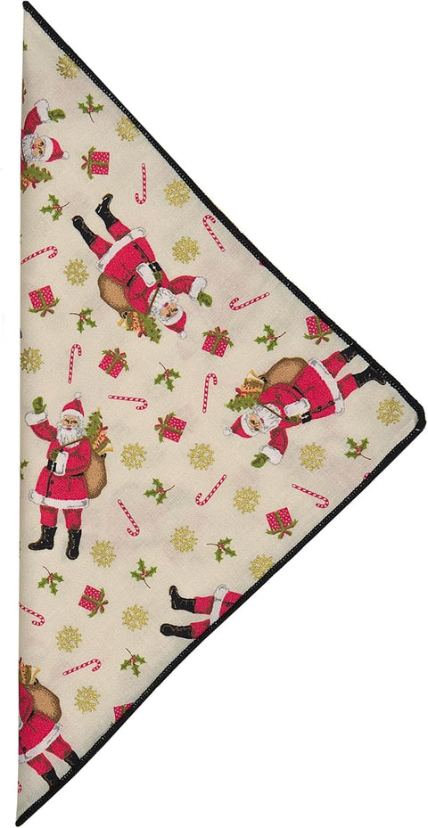 Christmas Napkins 18" x 18" Cloth Dinner, Elegant 100% Cotton Table Decor Linens Red and White Santa Peppermint Print - Decorative Things