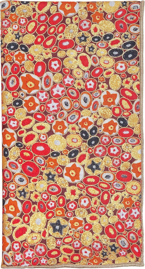 Cloth Napkins for Christmas Table Decor Setting, Thanksgiving, Chinese New Year Decorations, Red and Gold Gustav Klimt Print, 100% Cotton 18" - Decorative Things