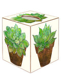 Tissue Box Cover Tissue Holder Square Cube Bathroom Decor Coastal Cactus Decor Tropical Succulent Decor 5" x 5" - Made in USA of Papier Mache - Decorative Things