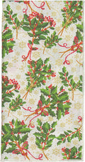 Christmas Napkins 18" x 18" Cloth Dinner, Elegant 100% Cotton Table Decor Linens Red and Green Holly Print Set - Decorative Things