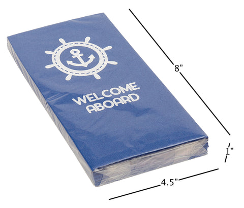 Welcome Aboard Decorative Paper Hand Towels for Bathroom Fingertip Towels Guest Towels Disposable Bathroom Hand Towels, Nautical Coastal Anchor Pk 16 - Decorative Things