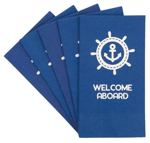 Welcome Aboard Decorative Paper Hand Towels for Bathroom Fingertip Towels Guest Towels Disposable Bathroom Hand Towels, Nautical Coastal Anchor Pk 16 - Decorative Things