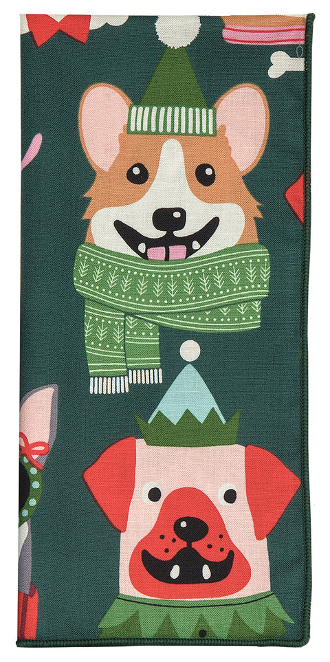 Christmas Napkins 18" x 18" Cloth Dinner Napkins, 100% Cotton Linen Napkins, Cloth Napkins Set of 4, Christmas Table Decor, Gifts for Dog Lovers Dark Green Dog Christmas Decorations - Decorative Things