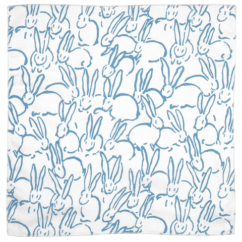 Easter Table Decor Cloth Napkins Easter Table Linens for Easter Party, Easter Egg Hunt, Blue and White Bunny Rabits - Decorative Things