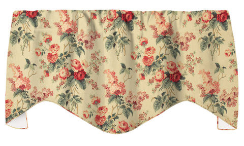 Floral Curtains - Valances for Windows Valance Curtains Kitchen Curtains, Living Room Curtains, Bedroom Window Treatments Swag Short Curtains Rod Pocket Curtains Red Pink Roses 53 Inches x 18 Inches - Decorative Things