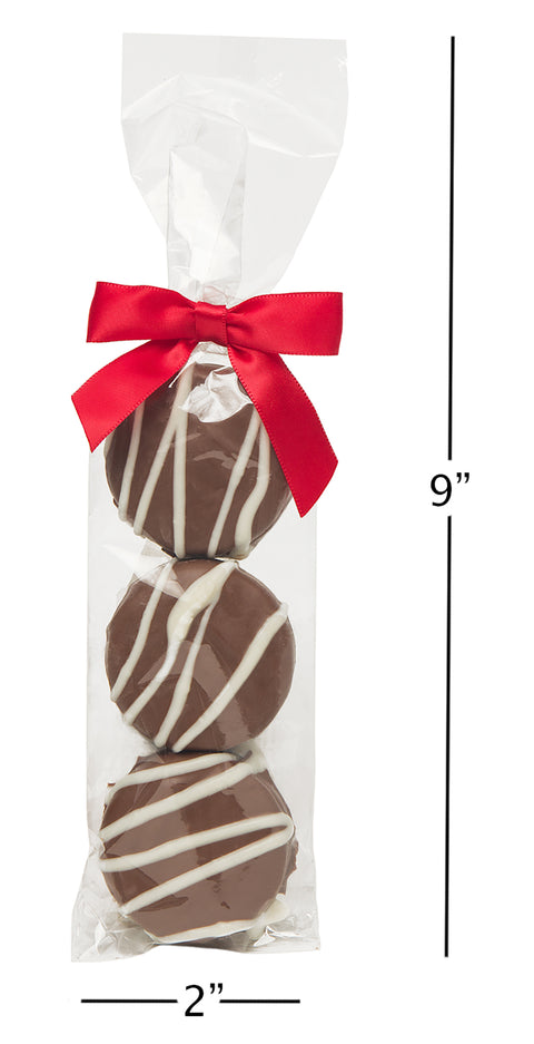 Valentines Chocolate Covered Oreo Cookies with White Chocolate with Gourmet Chocolate and Valentines Candy White Drizzle, Valentines Day Gifts for Him or Her, Kosher, Nut Free - Pak of 3 - Decorative Things