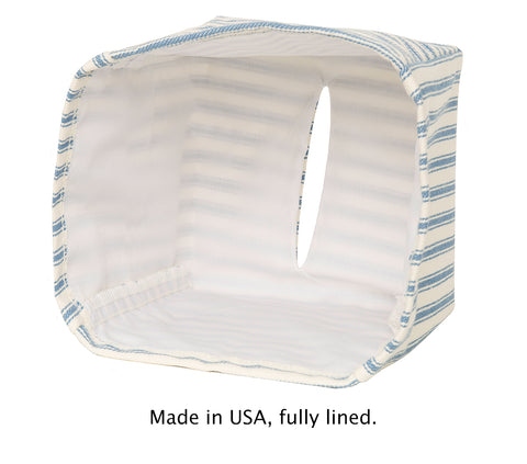 Fabric Tissue Box Cover, Tissue Holder Slipcover, Slips Over Square Cube Cardboard Facial Tissue Boxes Brown Blockprint Decorative Cotton Fabric, Made in USA - Decorative Things