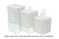 Fabric Tissue Box Cover, Tissue Holder Slipcover, Slips Over Square Cube Cardboard Facial Tissue Boxes Green Blockprint Decorative Cotton Fabric, Made in USA - Decorative Things