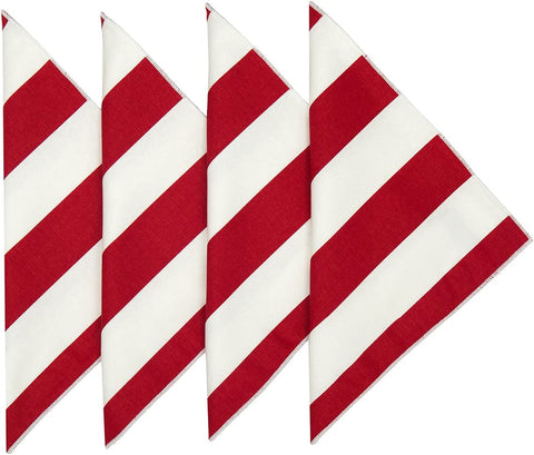 Decorative Things Cloth Napkins 100% Cotton Linen Napkins Red and White Stripe Table Linens 18" x 18" Table Napkins - Decorative Things