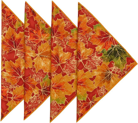 Decorative Things Cloth Napkins Cotton Linen Napkins, Fall Decor Leaf Napkins, Fall Table Decor, Thanksgiving Table Decor, Reusable Washable Soft Dinner Napkins, Made in USA 18" x 18" - Decorative Things