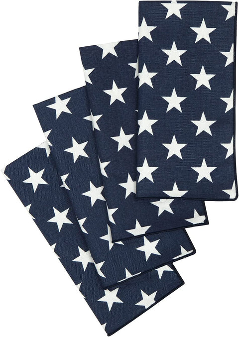 Cloth Napkins for 4th of July Party Decorations, Election Party Napkins, Table Linens Cotton Linen Napkins, Stars, 18" x 18" - Decorative Things