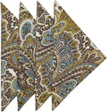 Cloth Napkins Dinner Napkins Linen Napkins 100% Cotton 18 x 18 inches Teal and Brown Paisley Fabric - Decorative Things