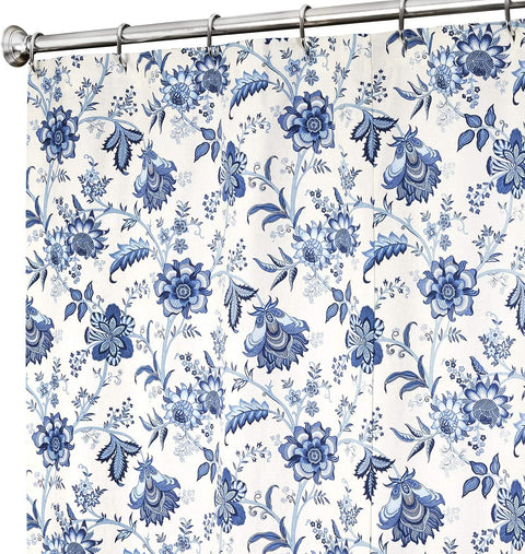 Decorative Things Extra Long Shower Curtain Fabric Shower Curtains for Bathroom Blue Shower Curtain 84 Inch Long Country Farmhouse Floral - Decorative Things