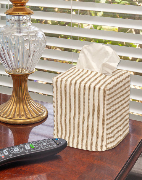 Tissue Box Cover Tissue Holder Tissue Dispenser Square Cube - Soft Fabric Cover Slips Over Facial Tissue Box - One Size Fits Most - Fully Lined, Brown Bathroom Decor, Bedroom, Desk, Made in USA - Decorative Things