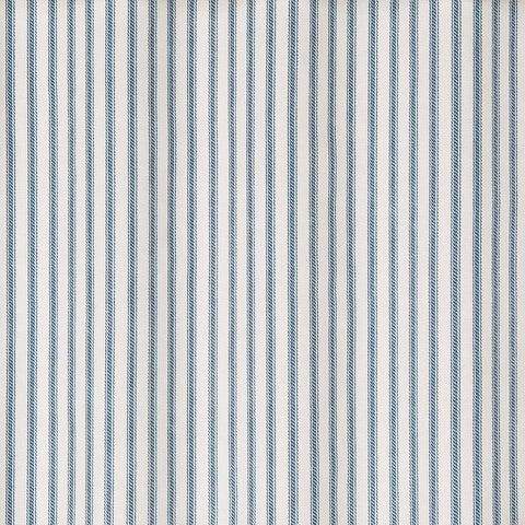 Decorative Things Extra Long Shower Curtain Unique Designer Fabric Blue Striped Ticking 96 Inches - Decorative Things